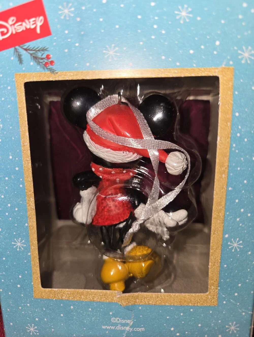 Hallmark 2022 Disney MINNIE MOUSE Christmas Ornament Smushed Box GUC Scarf Hat